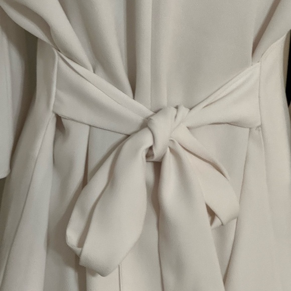 ZARA Flowy‎ Sleeves White Shirt Top Tie Work Spring Summer Party Size L Casual - Picture 3 of 3